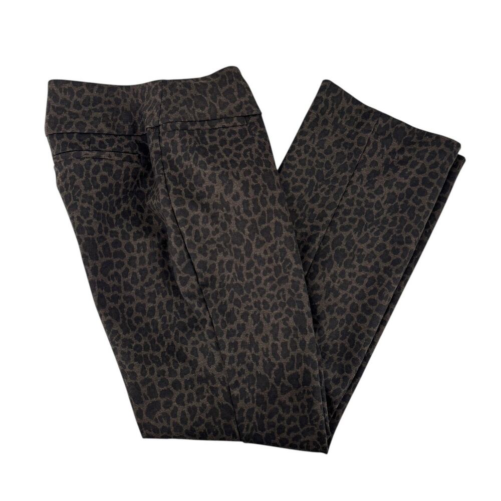 NY & Co Leopard Ponte Boot Cut Pant Stretch Large Petite